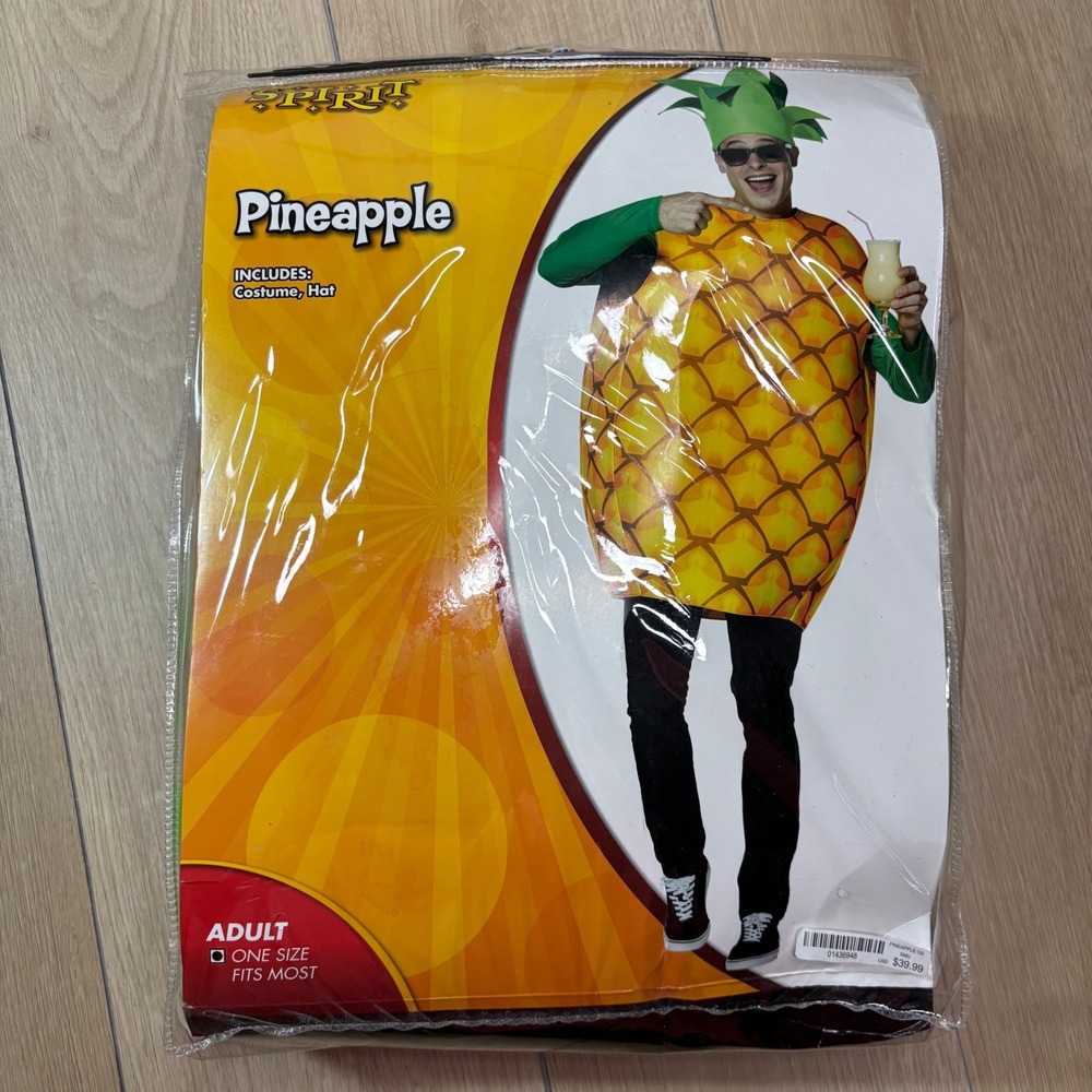 Spirit Halloween Adult Pineapple Costume One Size Fits Most Yellow Orange Fruit